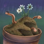 E for Earthworm, from 'The Creepy Crawlies Alphabet' book; Graphite pencil and Photoshop. 2010