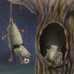 O for Opossum, from 'The Creepy Crawlies Alphabet' book; Graphite pencil and Photoshop. 2010