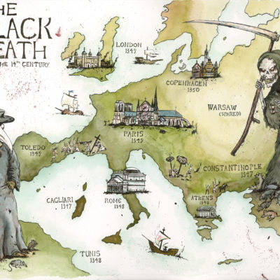 The Black Death: The 14th Century; Watercolor and Ink. 2009